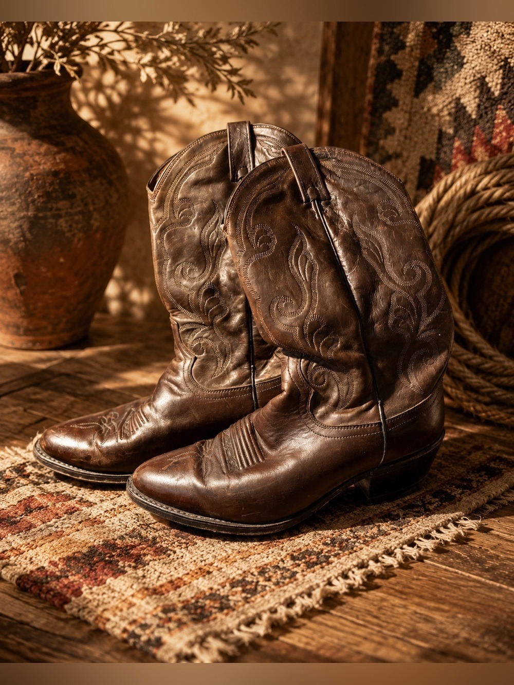 Vintage Dan Post Genuine Leather Western Cowboy Boots w/ Box • Women’s Size 10B